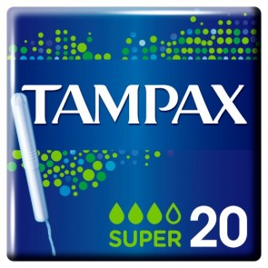 Tampax Applicator Super Tampons 20 Pack.