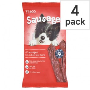Tesco 4 Sausages Treats With Beef & Game 70G
