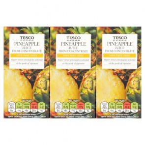 Tesco Pineapple Juice 3X200ml.