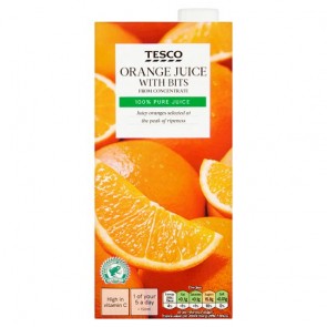 Tesco Pure Orange Juice With Bits 1Ltr 