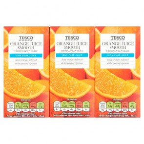 Tesco Smooth Orange Juice 3X200ml