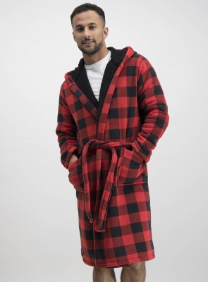 Christmas Red & Black Buffalo Check Dressing Gown 